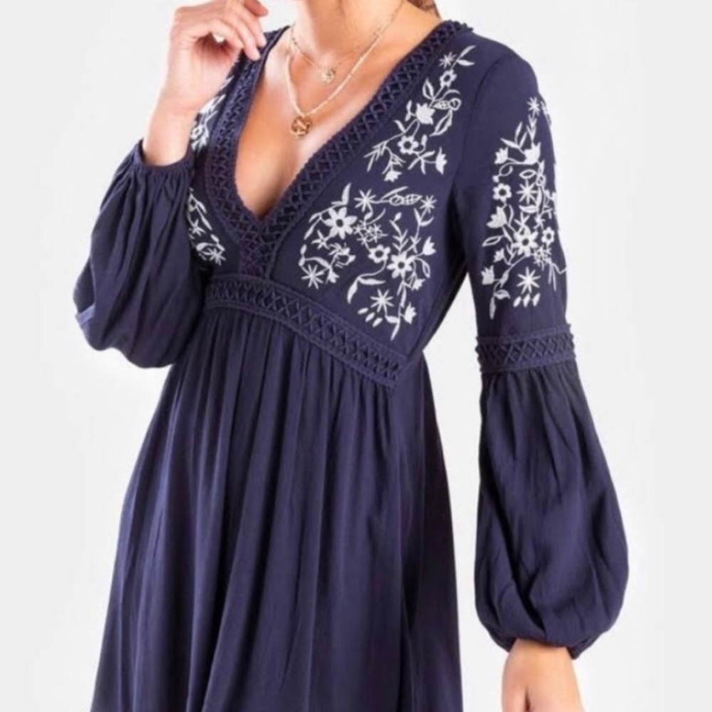 Blue Rain Irene Embroidered Shift Dress